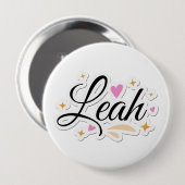 Leah naam leuk ontwerp ronde button 4,0 cm (Voorkant /achterkant)