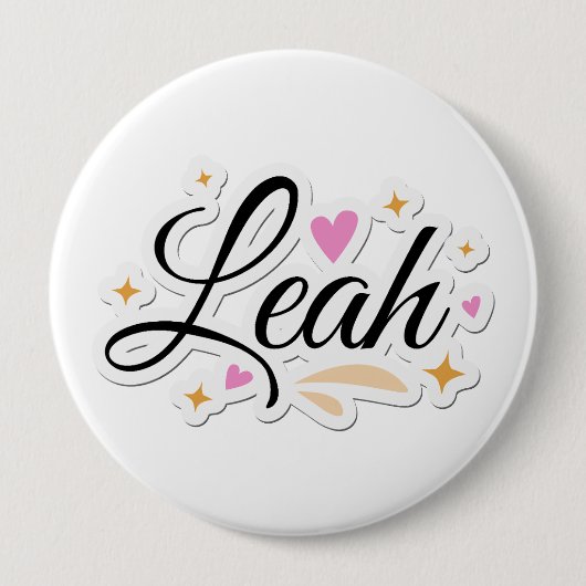 Leah naam leuk ontwerp ronde button 4,0 cm (Voorkant)