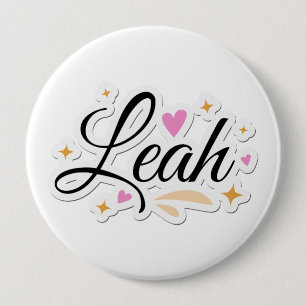 Leah naam leuk ontwerp ronde button 4,0 cm