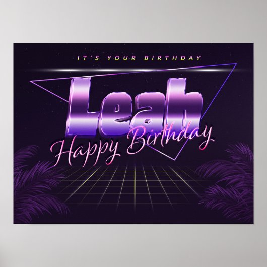 Leah Name Vorname lila retro Poster Geburtstag (Voorkant)
