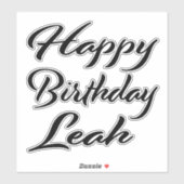 Leah Nom Prénom Anniversaire de Black Sticker (Feuille)
