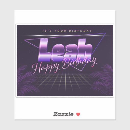 Leah Nom Prénom lila retro Sticker (Feuille)