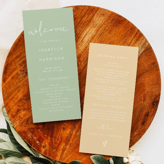 LEAH Pastel Groen Geel Trouwprogramma Menu