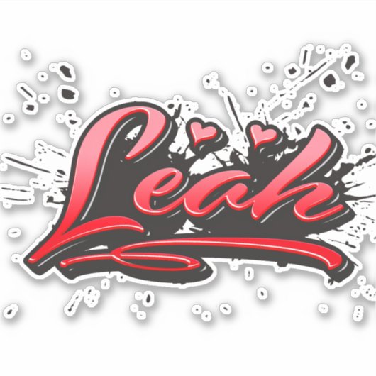 Leah red Heart Graffiti Autocollants (Devant)
