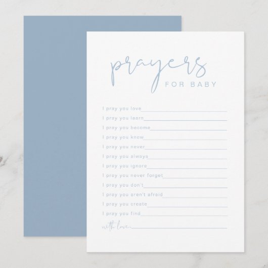 LEAH Vibrant Pastel Blue Prayers voor Baby Kaart (Voorkant / Achterkant)