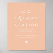 LEAH Vibrant Pastel Oranje Cute Ice Cream Station Poster (Voorkant)