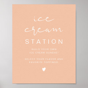 LEAH Vibrant Pastel Oranje Cute Ice Cream Station Poster