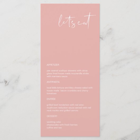 LEAH Vibrant Pastel Pink Spring Let's Eat Menu (Voorkant)