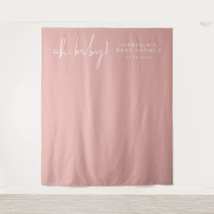 LEAH Vibrant Pastel Roze Baby shower Foto Wandkleed