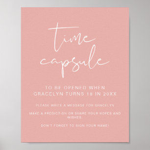 LEAH Vibrant Pastel Roze Baby shower Tijd Capsule Poster