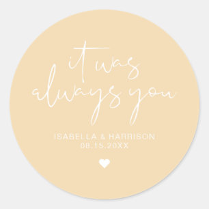 LEAH Vibrant Pastel Yellow Altijd weddenschap Ronde Sticker