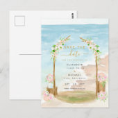 LeahG Beach Coastal Destination Save Date Briefkaart (Voorkant / Achterkant)
