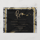 LeahG® Black Gold Alcohol Ink Trouw UITNODIGING (Voorkant)