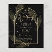 LeahG Black Gold Feuilles de mariage moderne INVIT (Devant)