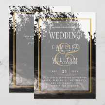 LeahG Black Gold INK Abstract Wedding Invite