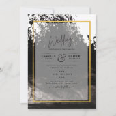LeahG Black Gold INK Mariage Abstrait Invitation (Devant)