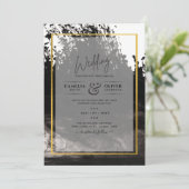 LeahG Black Gold INK Mariage Abstrait Invitation (Debout devant)