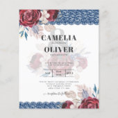 LeahG bordeaux blauwe rozen kant herfst bruiloft u (Voorkant)