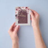 LeahG bordeauxroze rozen herfst trouw uitnodiging. Flyer (Hand)