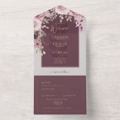 LeahG bordeauxroze rozen herfst trouwkaart. All In One Uitnodiging (Binnen)