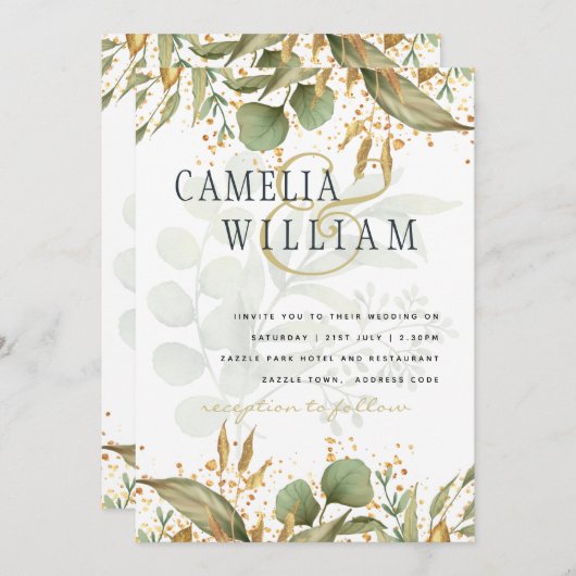 LeahG Botanische Groene Gebieden Gouden Trouw Uitn Kaart (Voorkant / Achterkant)