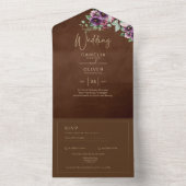 LeahG Brown Kersenbloesem Paars Trouw Bruiloft Her All In One Uitnodiging (Binnen)