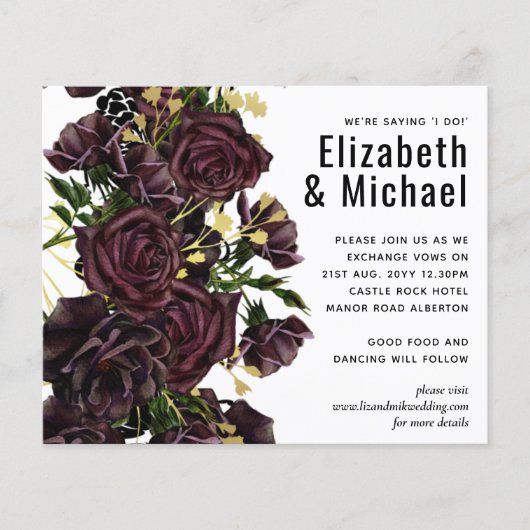 LeahG BUDGET Donkere PLUM Rozen bruiloft (Voorkant)