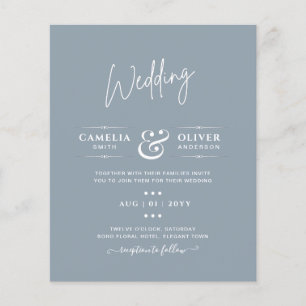 LeahG Budget Dusty Blue Monochrome Wedding Flyer