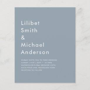 LeahG Budget Dusty Blue Monochrome Wedding Flyer