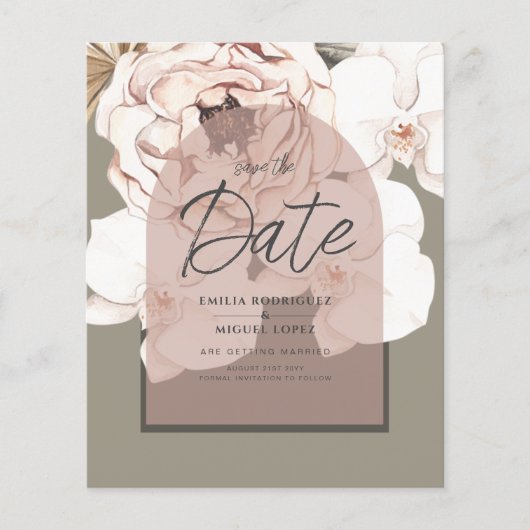 LeahG BUDGET Moss Blush Wedding Save the Date Flyer (Voorkant)