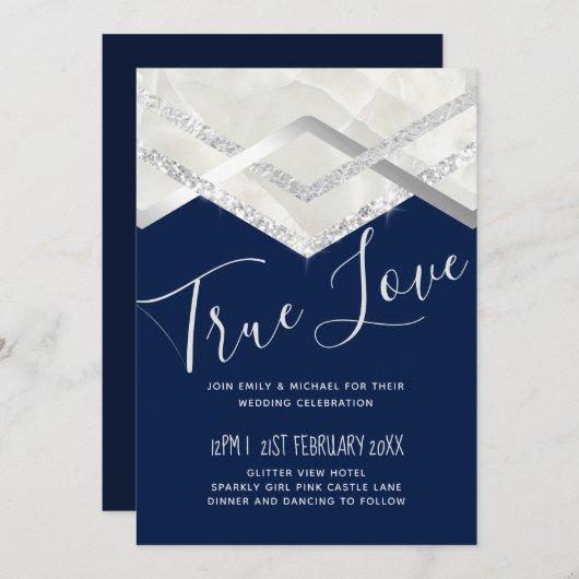 LeahG Budget Navy Silver Deco Wedding (Voorkant / Achterkant)