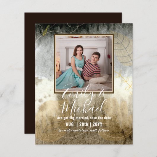 LeahG Budget PHOTO Save Date Moody Abstract Gothic (Voorkant / Achterkant)