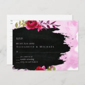 LeahG Budget roze Rose Black Modern Wedding Briefkaart (Voorkant / Achterkant)
