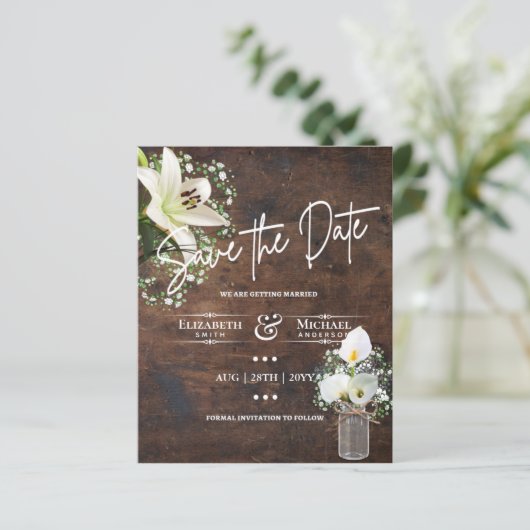 LeahG BUDGET Save The Date Cala Lillies (Staand voorkant)