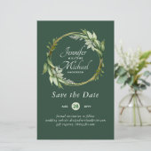 LeahG BUDGET Save The Date Groene krans Modern (Staand voorkant)
