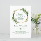 LeahG BUDGET Save The Date Groene krans Modern (Staand voorkant)