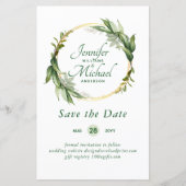 LeahG BUDGET Save The Date Groene krans Modern (Voorkant)