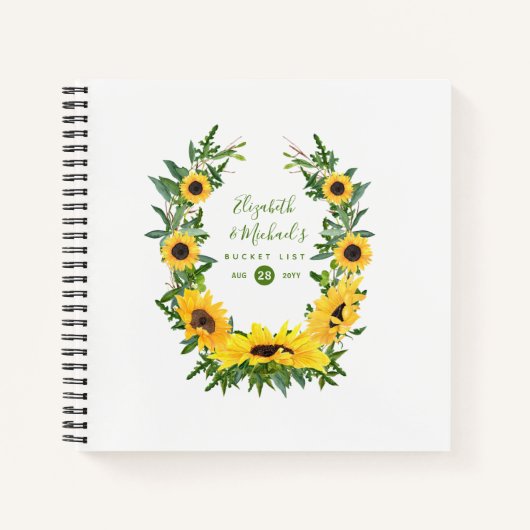 LeahG Budget Sunflower Wreath Bucket List Journal (Devant)