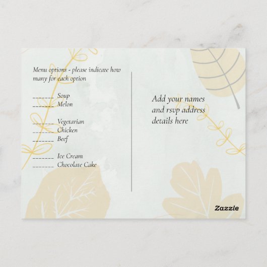 LeahG Budget Wedding Gold Grey Fall Leaves Briefkaart (Achterkant)