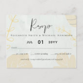 LeahG Budget Wedding Gold Grey Fall Leaves Briefkaart (Voorkant)
