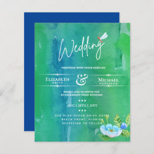 LeahG BUDGET Wedding Invite Garden Pond Waterverf