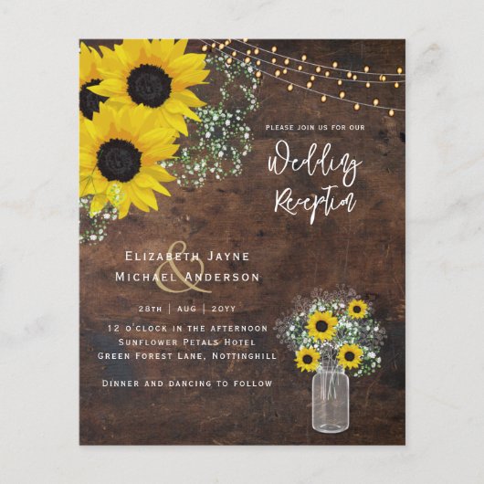 LeahG Budget Wedding RecEPTION Rustic Sunflower (Voorkant)
