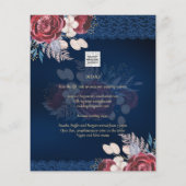 LeahG Burgundy Blue Rozen Lace Fall Wedding Invite Flyer (Achterkant)