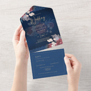 LeahG Burgundy Roses dentelle Invitation Mariage d
