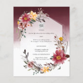 LeahG Burgundy Yellow Floral Wedding Invite (Achterkant)