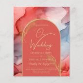 LeahG Coral Navy Blue Gold INK Wedding INVITE Flyer (Voorkant)