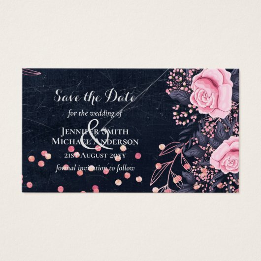 LeahG Denim Blue Rosegold rose Mariage floral (Devant)