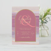 LeahG Dusty Rose Lavender Gold Wedding Invitation (Debout devant)