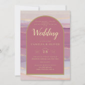 LeahG Dusty Rose Lavender Gold Wedding Invitation (Devant)