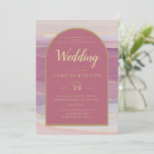 LeahG Dusty Rose Lavender Gold Wedding Invitation (Debout devant)